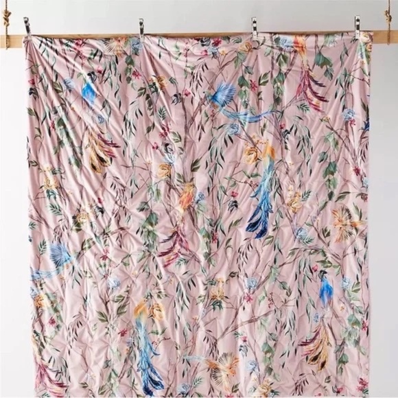 Anthropologie Josie velvet quilt full size floral birds print feminine pretty - Picture 3 of 8